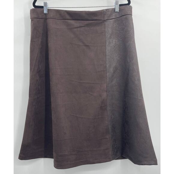 Marc Andrew Marc Womens Expresso Embossed Croc Print a Line Skirt Brown XL NEW - Picture 2 of 9